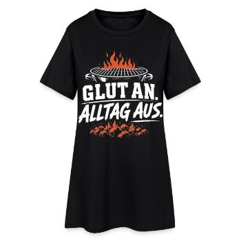 Glut an - Alltag aus - Frauen T-Shirt-Kleid - Schwarz - Vorne