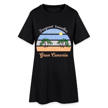 Gran Canaria Palmenstrand Retro - Frauen T-Shirt-Kleid - Schwarz - Vorne