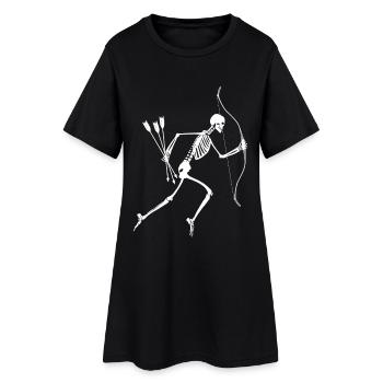 Skelett Bogenschießen Pfeil und Bogen Shirt - Frauen T-Shirt-Kleid - Schwarz - Vorne
