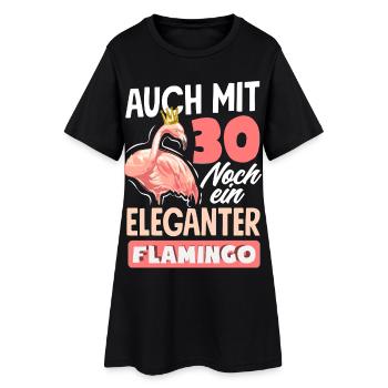 Mit 30 Eleganter Flamingo Geburtstag - Frauen T-Shirt-Kleid - Schwarz - Vorne