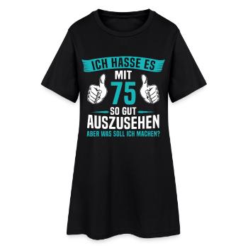 75 Jahre 75. Geburtstag Mann Frau 75 Jahre - Frauen T-Shirt-Kleid - Schwarz - Vorne