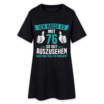76 Jahre 76. Geburtstag Mann Frau 76 Jahre - Frauen T-Shirt-Kleid - Schwarz - Vorne