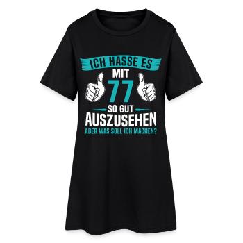 77 Jahre 77. Geburtstag Mann Frau 77 Jahre - Frauen T-Shirt-Kleid - Schwarz - Vorne