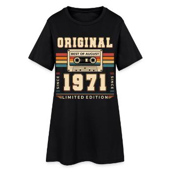 Cadeau du 55e anniversaire Août 1971 - Robe T-shirt Femme - noir - Devant