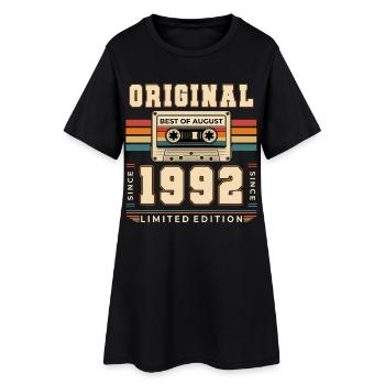 34th Birthday Gift August Vintage 1992 - Women’s T-Shirt Dress - black - Front