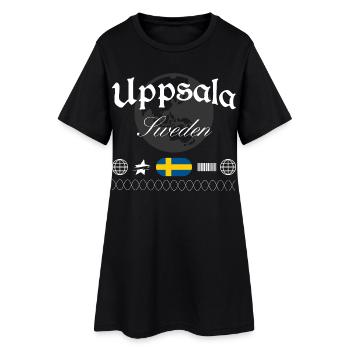 Souvenir de voyage streetwear à Uppsala, Suède - Robe T-shirt Femme - noir - Devant