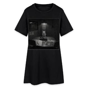 Fox Interrogation Vintage Mystery Animal Crime Vintage - Women’s T-Shirt Dress - black - Front