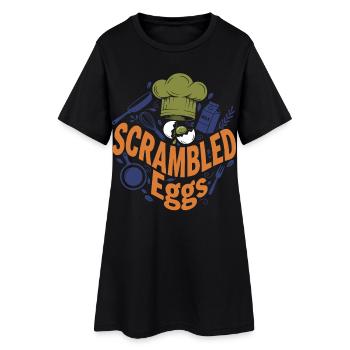 Petit-déjeuner Brunch Drôle Café Œufs brouillés - Robe T-shirt Femme - noir - Devant