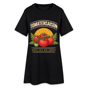Tomatensaison – Beste Zeit des Jahres - Frauen T-Shirt-Kleid - Schwarz - Vorne