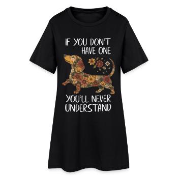 Teckel Fleurs Amour Chien | Cadeau Humour - Robe T-shirt Femme - noir - Devant