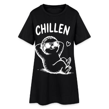 Chillen Faultier Cartoon mit Sonnenbrille - Frauen T-Shirt-Kleid - Schwarz - Vorne