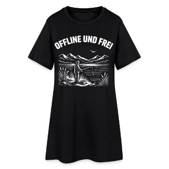 Offline und Frei - Frauen T-Shirt-Kleid - Schwarz - Vorne