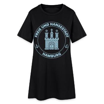 Hamburg Wappen – Freie Und Hansestadt (Sky Blue) - Frauen T-Shirt-Kleid - Schwarz - Vorne