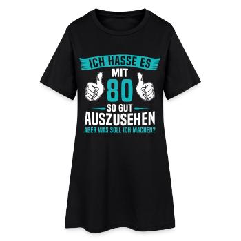 80 Jahre 80. Geburtstag Mann Frau 80 Jahre - Frauen T-Shirt-Kleid - Schwarz - Vorne