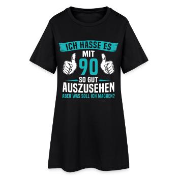 90 Jahre 90. Geburtstag Mann Frau 90 Jahre - Frauen T-Shirt-Kleid - Schwarz - Vorne