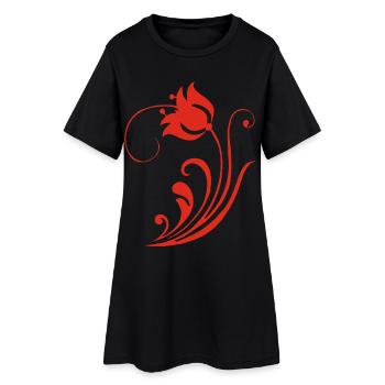 Strange Red Flower - Women’s T-Shirt Dress - black - Front