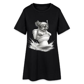 Funny Snorkeling Dog - Women’s T-Shirt Dress - black - Front