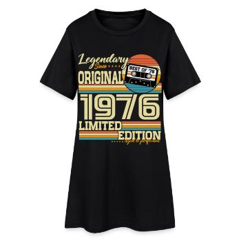 Cadeau d’anniversaire rétro vintage 1976 - Robe T-shirt Femme - noir - Devant