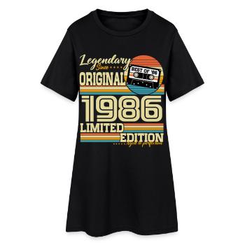 Cadeau d’anniversaire rétro vintage 1986 - Robe T-shirt Femme - noir - Devant