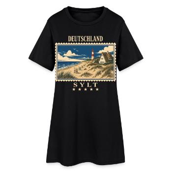 Deutschland Sylt Vintage Reisemarke - Frauen T-Shirt-Kleid - Schwarz - Vorne
