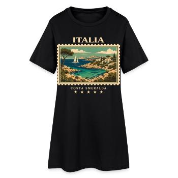 Italien Vintage Reisemarke - Frauen T-Shirt-Kleid - Schwarz - Vorne