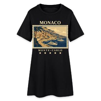 Monaco Monte-Carlo Vintage Reisemarke - Frauen T-Shirt-Kleid - Schwarz - Vorne