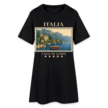 Italien Lago di Como Vintage Reisemarke - Frauen T-Shirt-Kleid - Schwarz - Vorne