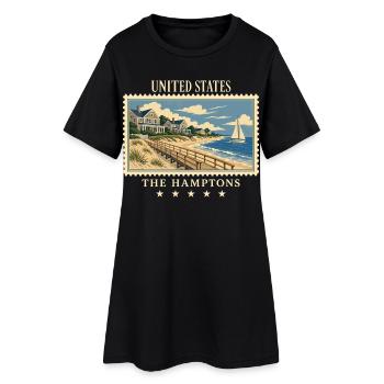 USA La marque de voyage vintage des Hamptons - Robe T-shirt Femme - noir - Devant