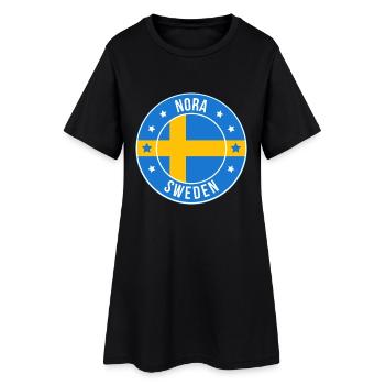 Emblème Nora Suède Cercle de drapeau - Robe T-shirt Femme - noir - Devant