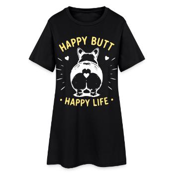 Fesses heureuses – vie heureuse - Robe T-shirt Femme - noir - Devant