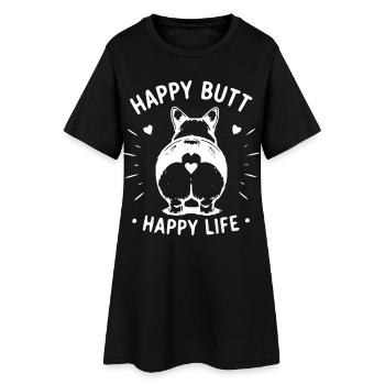 Silhouette joyeuse de fesses de chien - Robe T-shirt Femme - noir - Devant