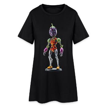 Organic Synthetic Robot: Eggplant Cyborg - Women’s T-Shirt Dress - black - Front