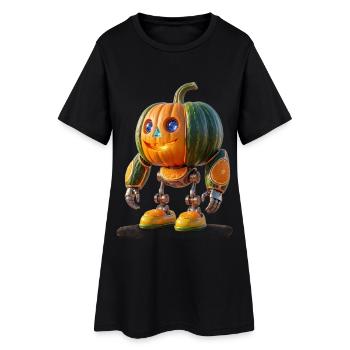 Cyborg citrouille d’Halloween : Art de la nature de science-fiction - Robe T-shirt Femme - noir - Devant