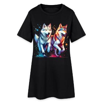 Don Wolfdog - Robe T-shirt Femme - noir - Devant