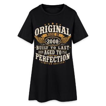 Cadeau d’anniversaire vintage vintage original 2008 - Robe T-shirt Femme - noir - Devant