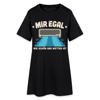 Mir Egal | Klimaanlage - Frauen T-Shirt-Kleid - Schwarz - Vorne