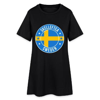 Skelleftea Swedish Flag Circle Emblem - Women’s T-Shirt Dress - black - Front