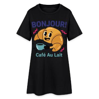 Breakfast Bonjour Cafe Au Lait Pancake Bacon - Women’s T-Shirt Dress - black - Front