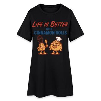 La vie au petit-déjeuner est meilleure avec des roulés à la cannelle - Robe T-shirt Femme - noir - Devant