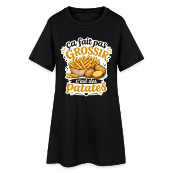 Ça fait pas grossir c'est des patates (Frites) - Robe T-shirt Femme - noir - Devant