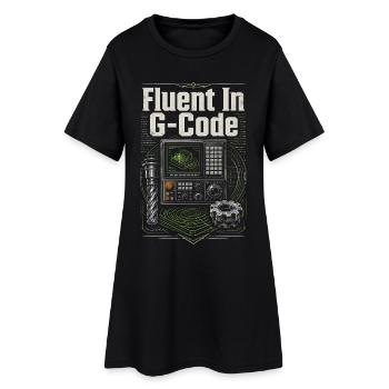 Opérateur de machine de découpe, fraiseur CNC, fluent en G-Code - Robe T-shirt Femme - noir - Devant