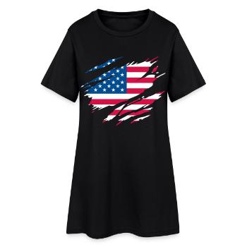 États-Unis Drapeau Américain Américaine - Robe T-shirt Femme - noir - Devant