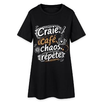 Craie Café Chaos Répète Rentrée Scolaire 2026 - 20 - Robe T-shirt Femme - noir - Devant