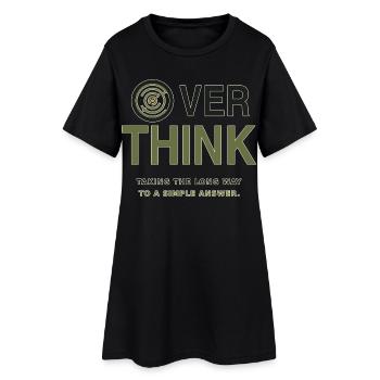 Trop réfléchir – Humour sur la sur-réflexion - Robe T-shirt Femme - noir - Devant