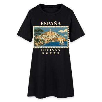 Spanien Eivissa Vintage Reisemarke - Frauen T-Shirt-Kleid - Schwarz - Vorne