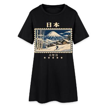 Japan Niseko Vintage Reisemarke - Frauen T-Shirt-Kleid - Schwarz - Vorne