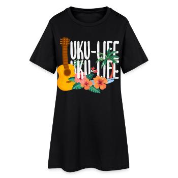 Designs et expressions amusantes de ukulélé - Robe T-shirt Femme - noir - Devant