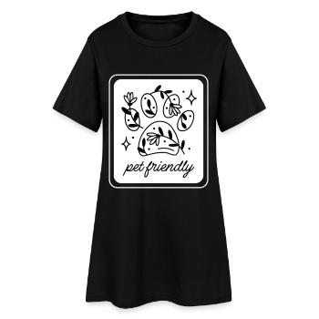 Patte fleurie acceptant les animaux de compagnie - Robe T-shirt Femme - noir - Devant