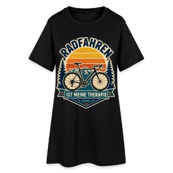 Radfahren ist meine Therapie – Retro Bergtour - Frauen T-Shirt-Kleid - Schwarz - Vorne