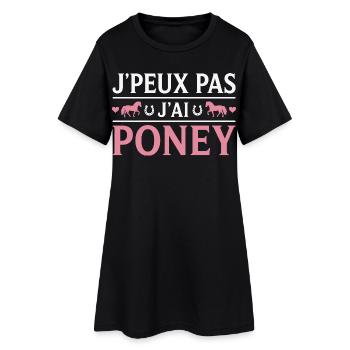 Poney Cadeau humour personnalisé - Robe T-shirt Femme - noir - Devant